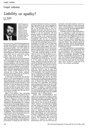 Legal Column. Liability or Apathy?