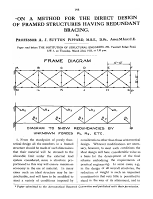 On a Method for the Direct Design of Framed Structures Having Redundant Bracing