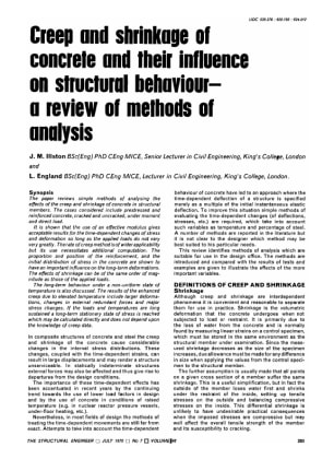 Creep and Shrinkage of Concrete and their Influence on Structural Behaviour - a Review of Methods of