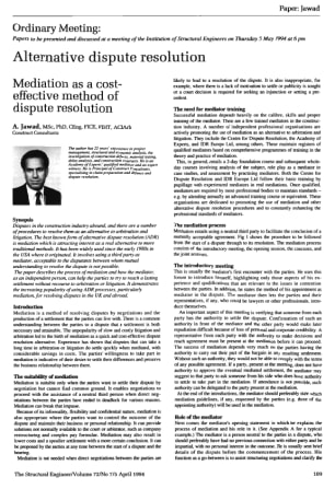 Alternative Dispute Resolution. Mediation as a Cost-Effective Method of Dispute Resolution