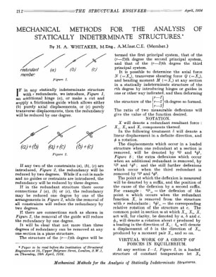 Mechanical Methods for the Analysis of Statically Indeterminate Structures