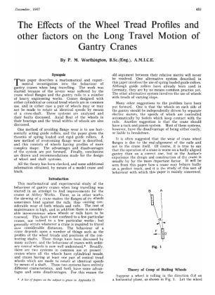 The Effects of the Wheel Tread Profiles and other factors on the Long Travel Motion of Gantry Cranes