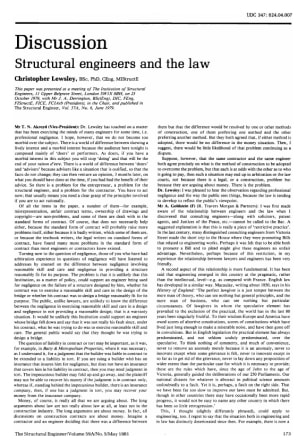 Discussion Structural Engineers and the Law