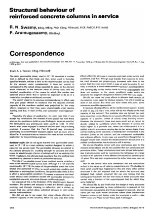 Correspondence on Structural Behaviour of Reinforced Concrete Columns in Service by R.N. Swamy and P