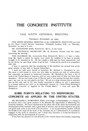 Some points relating to reinforced concrete as applied in the United States