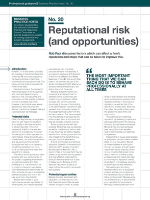 Business Practice Note No. 30: Reputational risk (and opportunities)