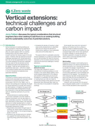 Vertical extensions: technical challenges and carbon impact