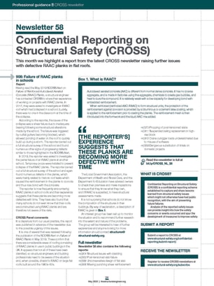 Confidential Reporting on Structural Safety (CROSS): Newsletter 58