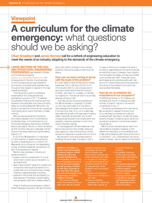 Viewpoint: A curriculum for the climate emergency: what questions should we be asking?