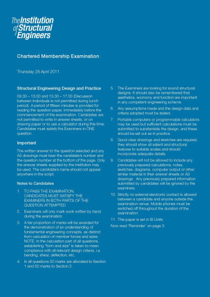 Chartered Membership Exam 2011 Past Paper And Sample Solution