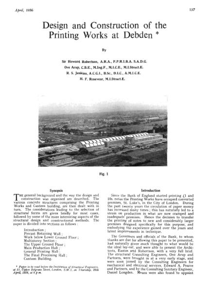 Design And Construction Of The Printing Works At Debden The Institution Of Structural Engineers