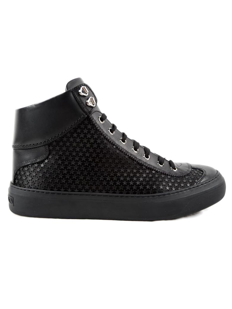 Jimmy Choo Agyle High-Top Rubber-Stars Satin Trainers In Black | ModeSens