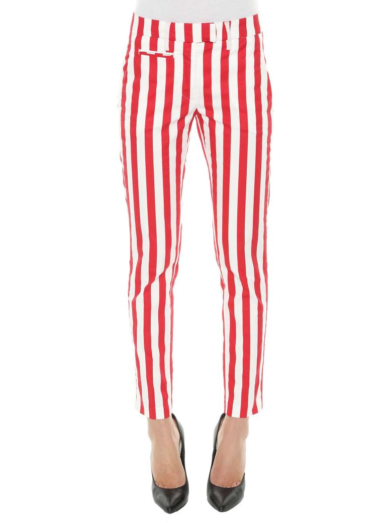 DONDUP Stripe Print Trousers in Bianco E Rosso | ModeSens
