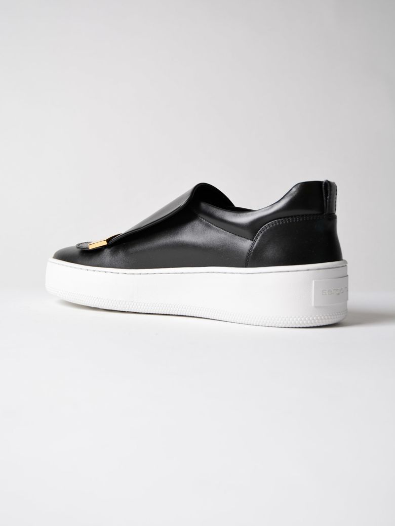 Sergio Rossi Plaque Detail Slip-On Sneakers, Black/Gold | ModeSens
