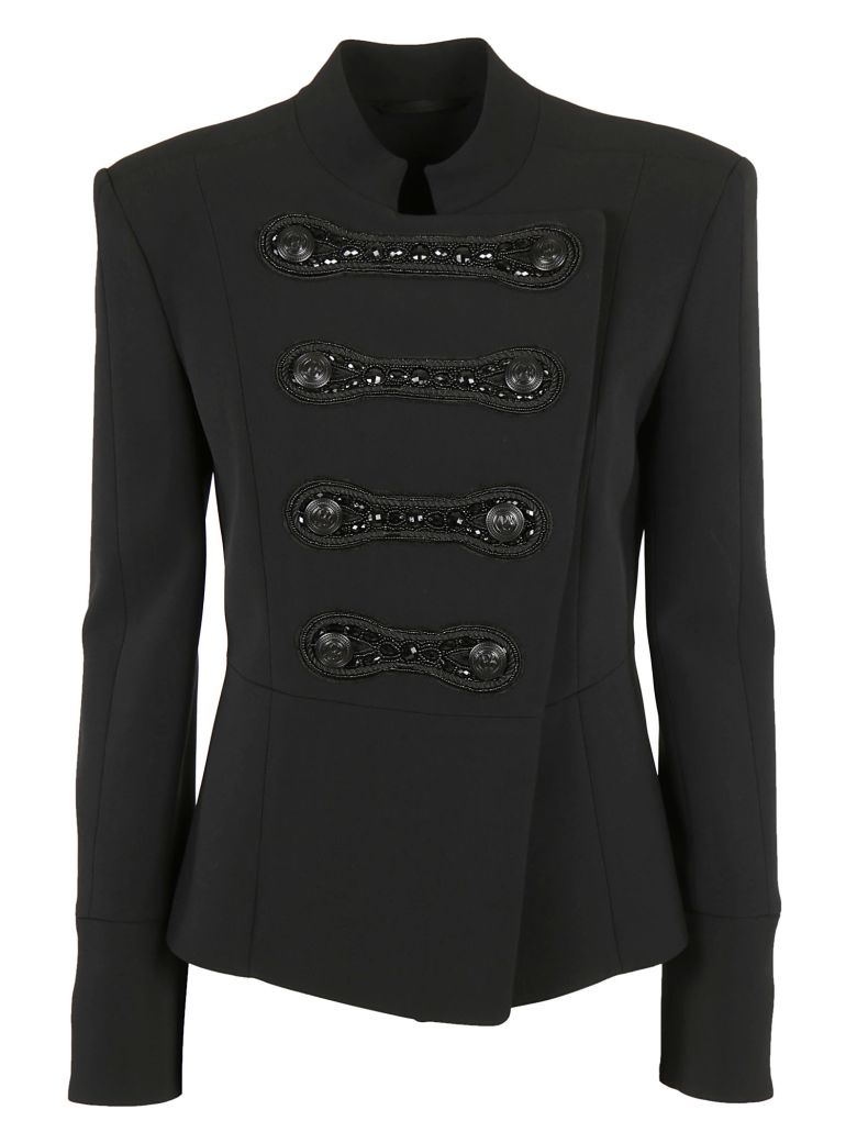 PIERRE BALMAIN Embellished Military Stretch Cady Jacket, Black | ModeSens