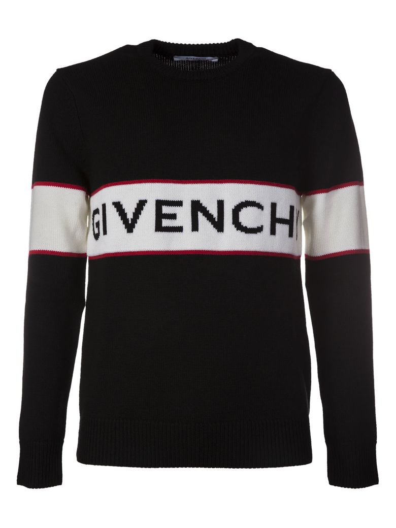 GIVENCHY Logo-Stripe Wool Sweater, Black | ModeSens