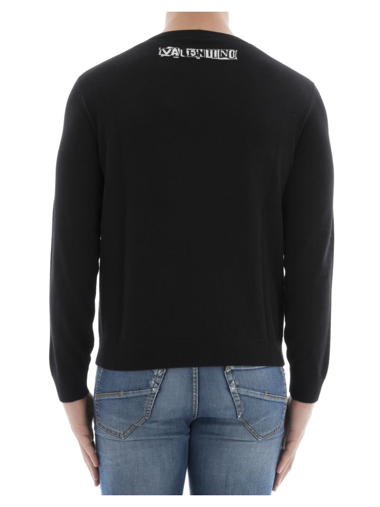 VALENTINO Jamie Reid Intarsia Graphic Crew Neck Sweater In Black in ...