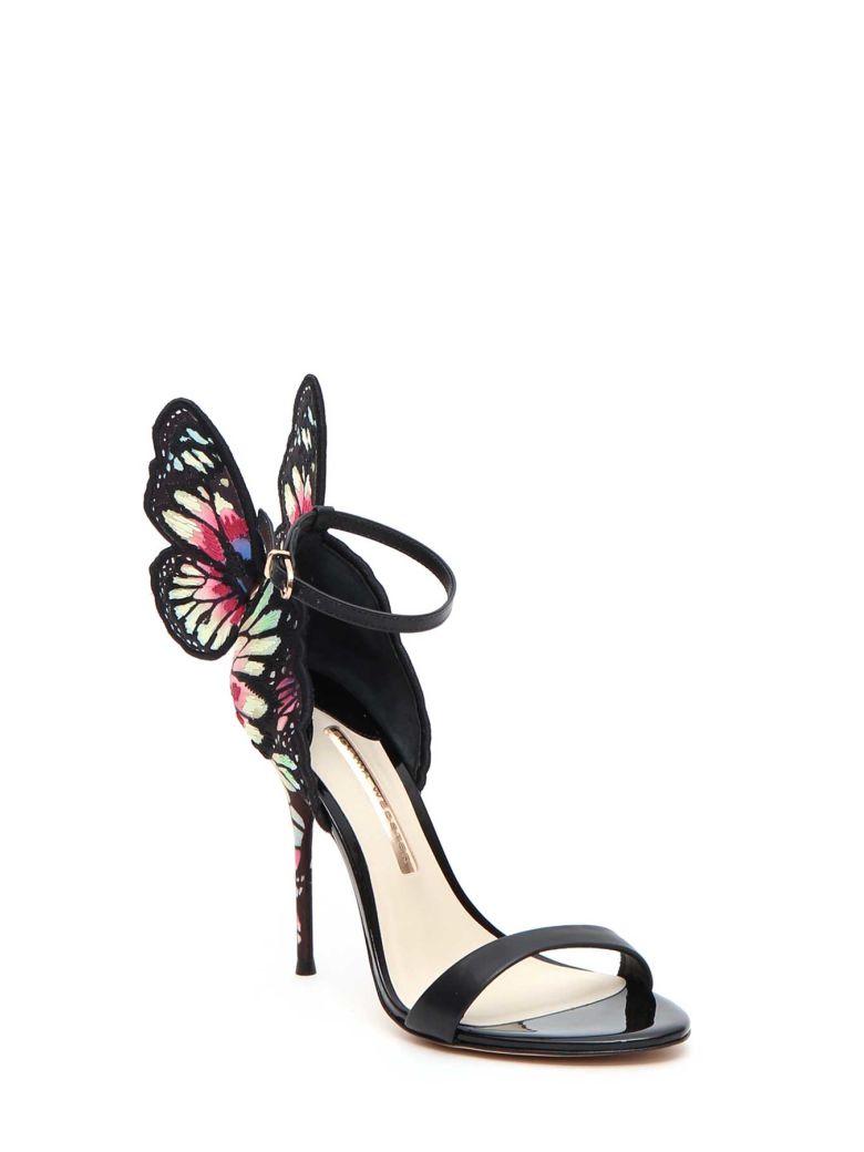 SOPHIA WEBSTER Chiara Butterfly-Embroidered Leather Sandals in Black ...