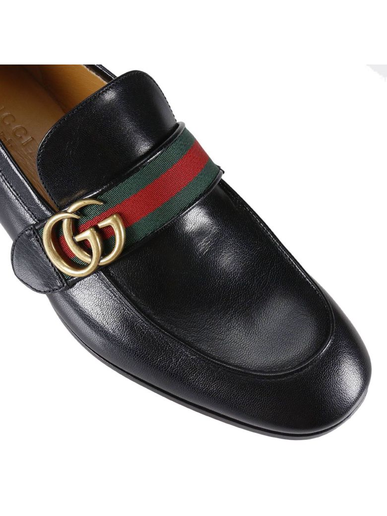 GUCCI Loafers Donnie Loafers With Web Detail And Gg Monogram in Nero ...
