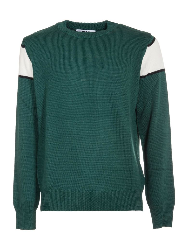 MSGM Knitted Long-Sleeve Sweater in Green | ModeSens