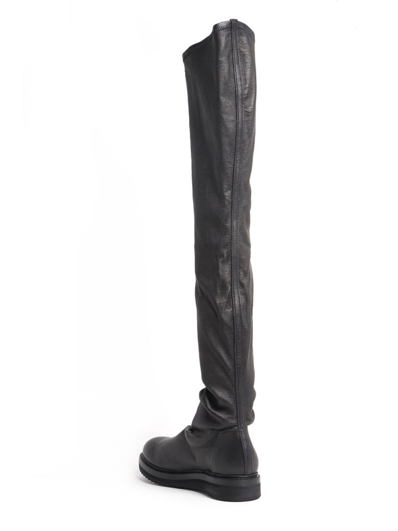 RICK OWENS 20Mm Stretch Leather Over The Knee Boots in Llack | ModeSens