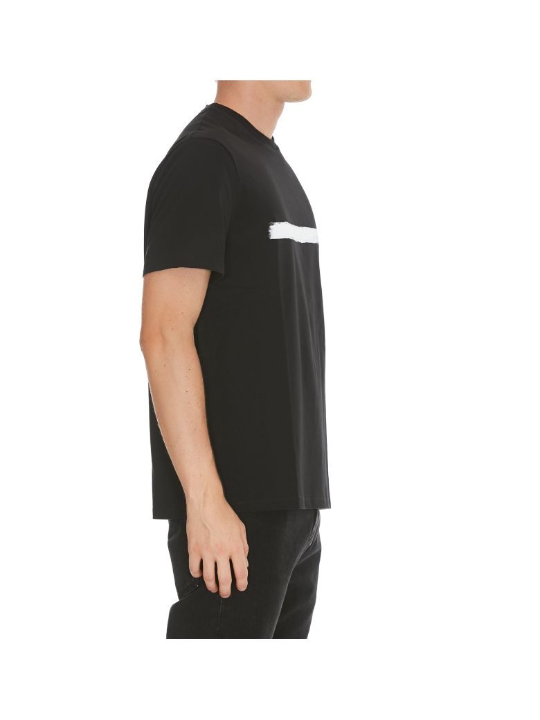 NEIL BARRETT Brushstroke Black Cotton T-Shirt | ModeSens