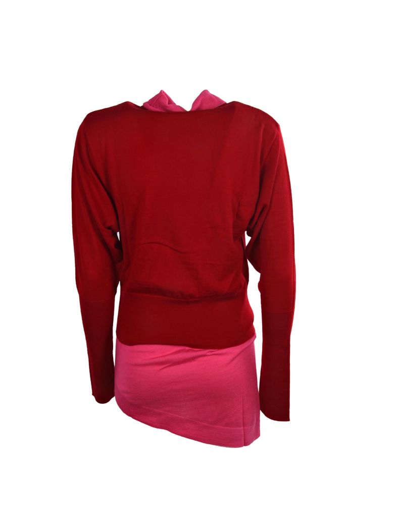 J.W.ANDERSON Double Layer Merino Wool Knit Shirt in Red/Pink | ModeSens