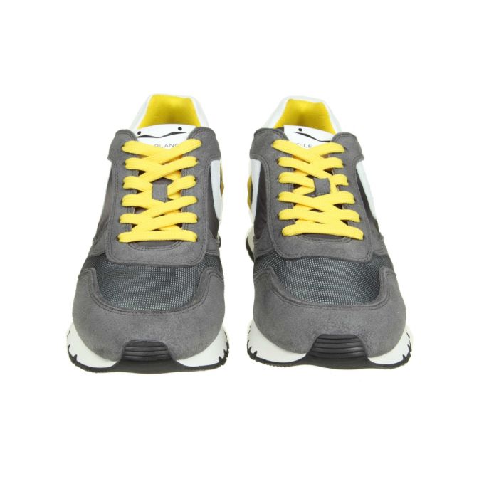 Voile Blanche "liam Power" Sneakers In Suede And Canvas Gray Colour展示图