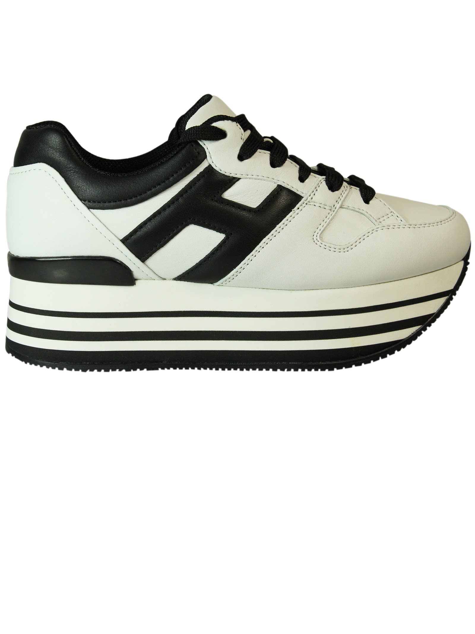 Hogan 70Mm Sportivo Leather Platform Sneakers, White/Black | ModeSens