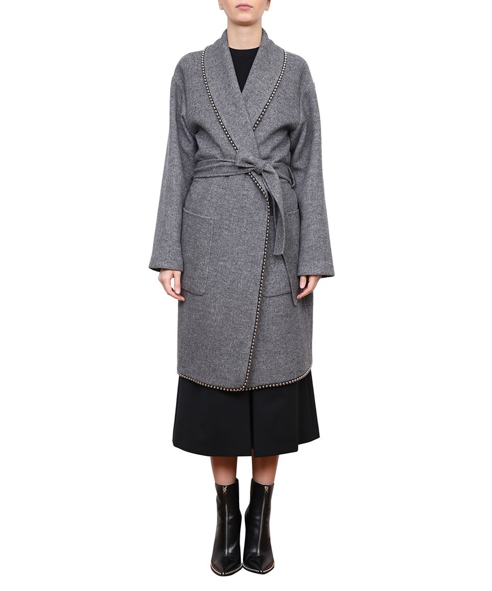 ALEXANDER WANG Coat With Wool And Bead Embellishment in Grey | ModeSens