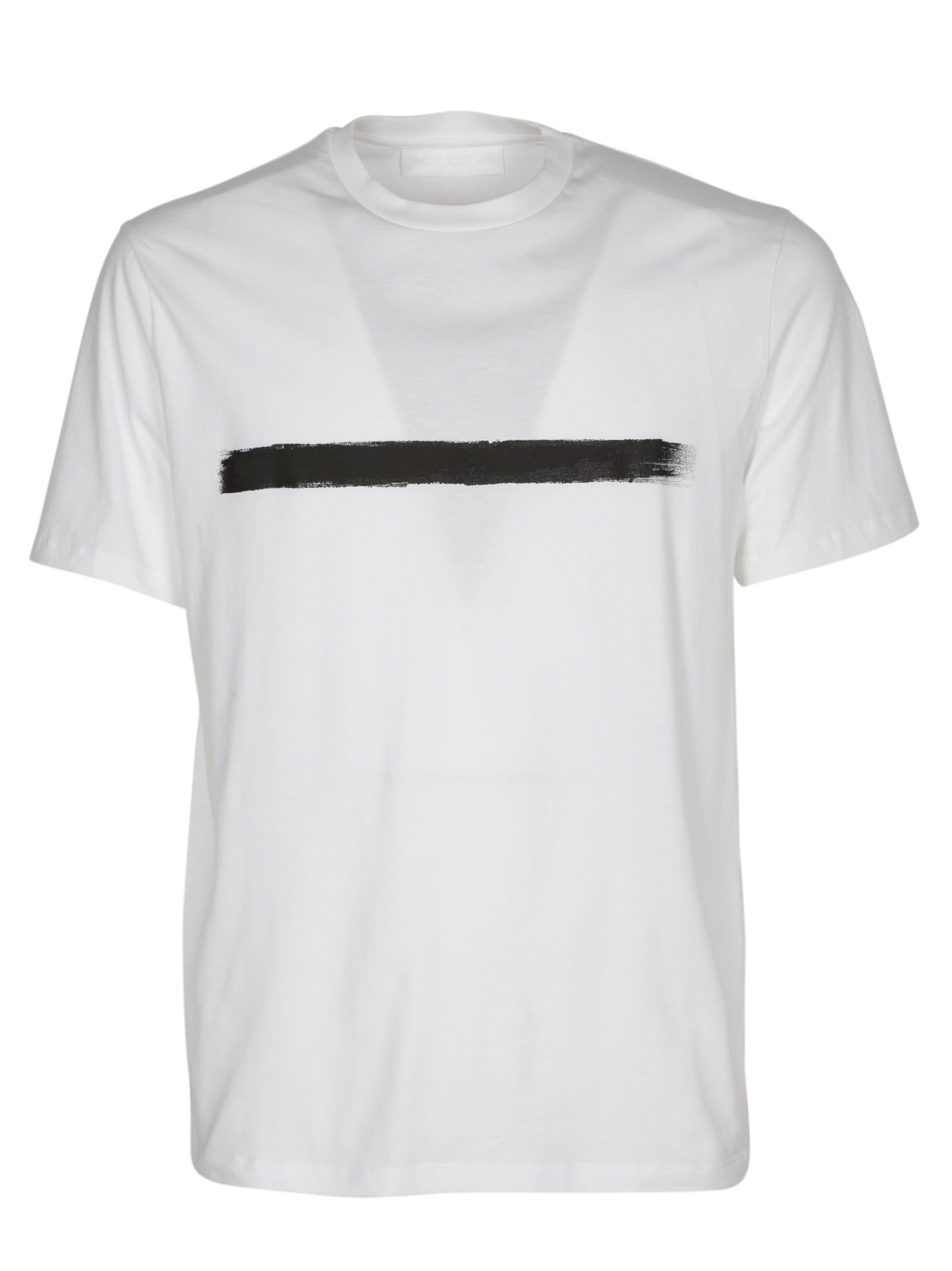 Neil Barrett Brushstroke White Cotton T-Shirt | ModeSens