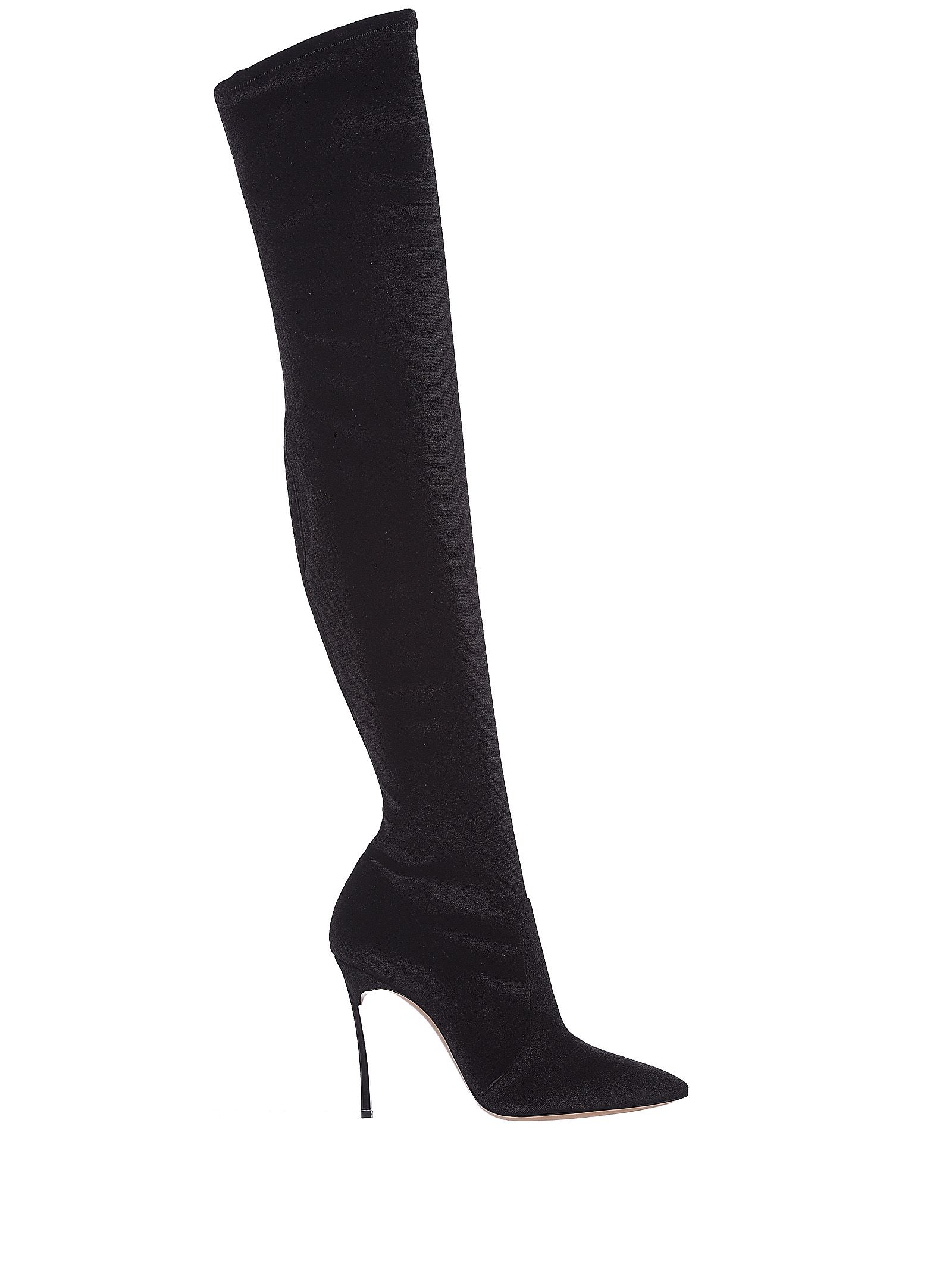 CASADEI Over-The-Knee Suede Pearly Blade-Heel Boots in Black | ModeSens
