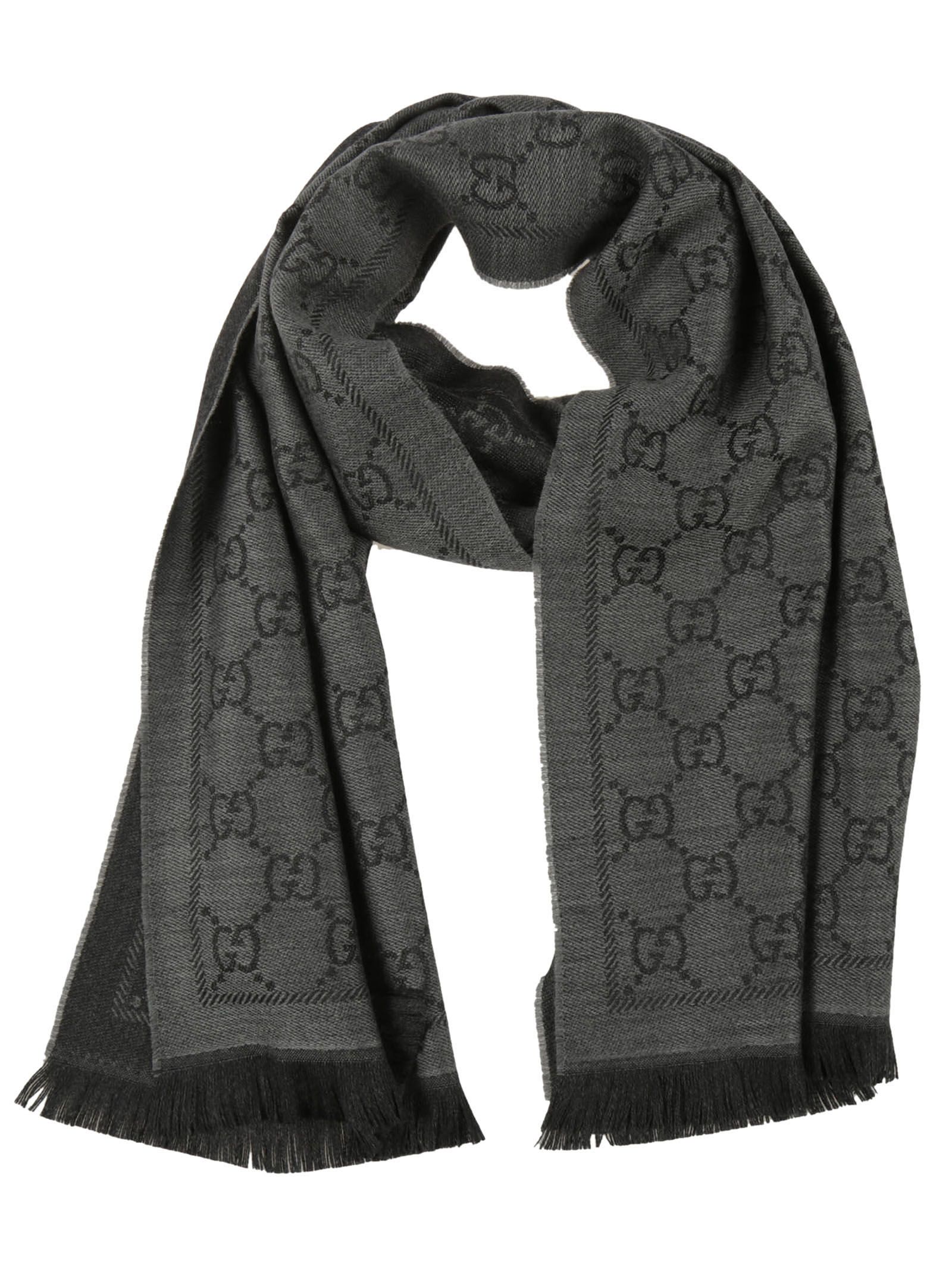 Gucci - Gucci GG Pattern Knit scarf - Grey, Women's Scarves & Wraps ...