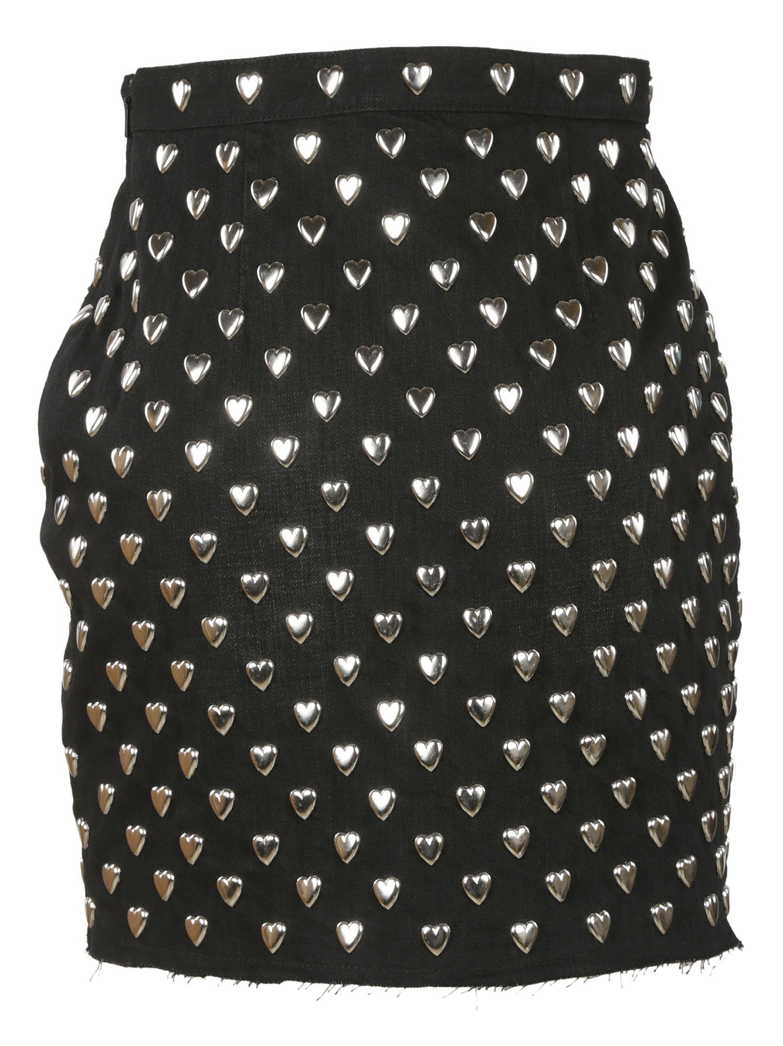 Saint Laurent - Saint Laurent Heart Embellished Mini Skirt - Black ...
