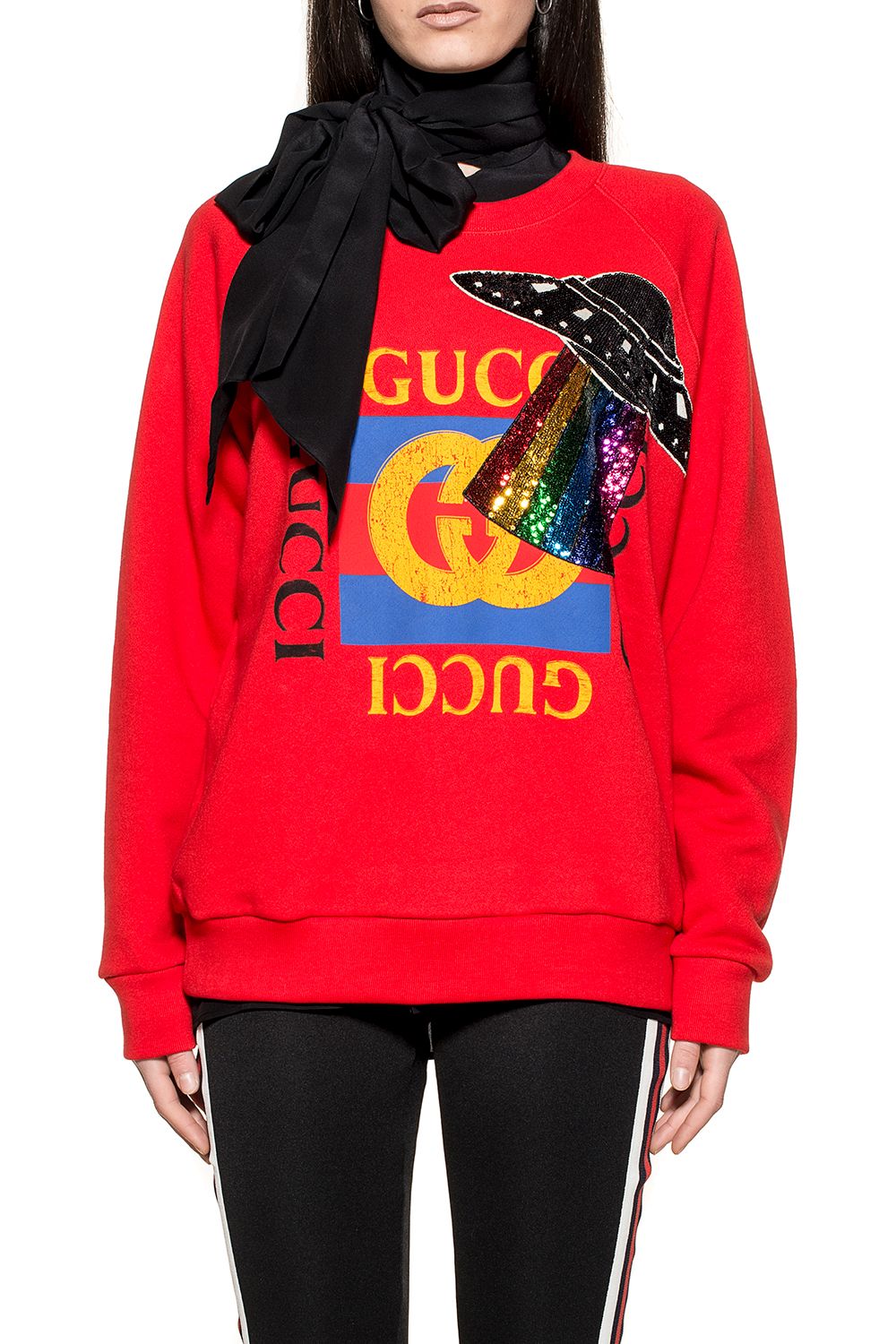 Gucci Jersey Sweatshirt With Ufo Appliqu & #233 In Red | ModeSens
