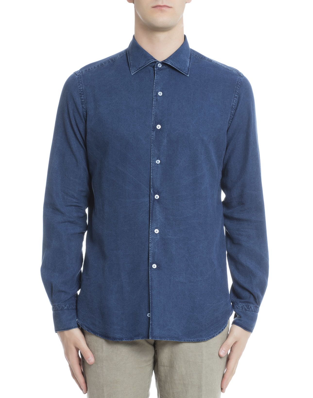 Orian - Blue Lyocell Shirt - Blue, Men's Shirts | Italist