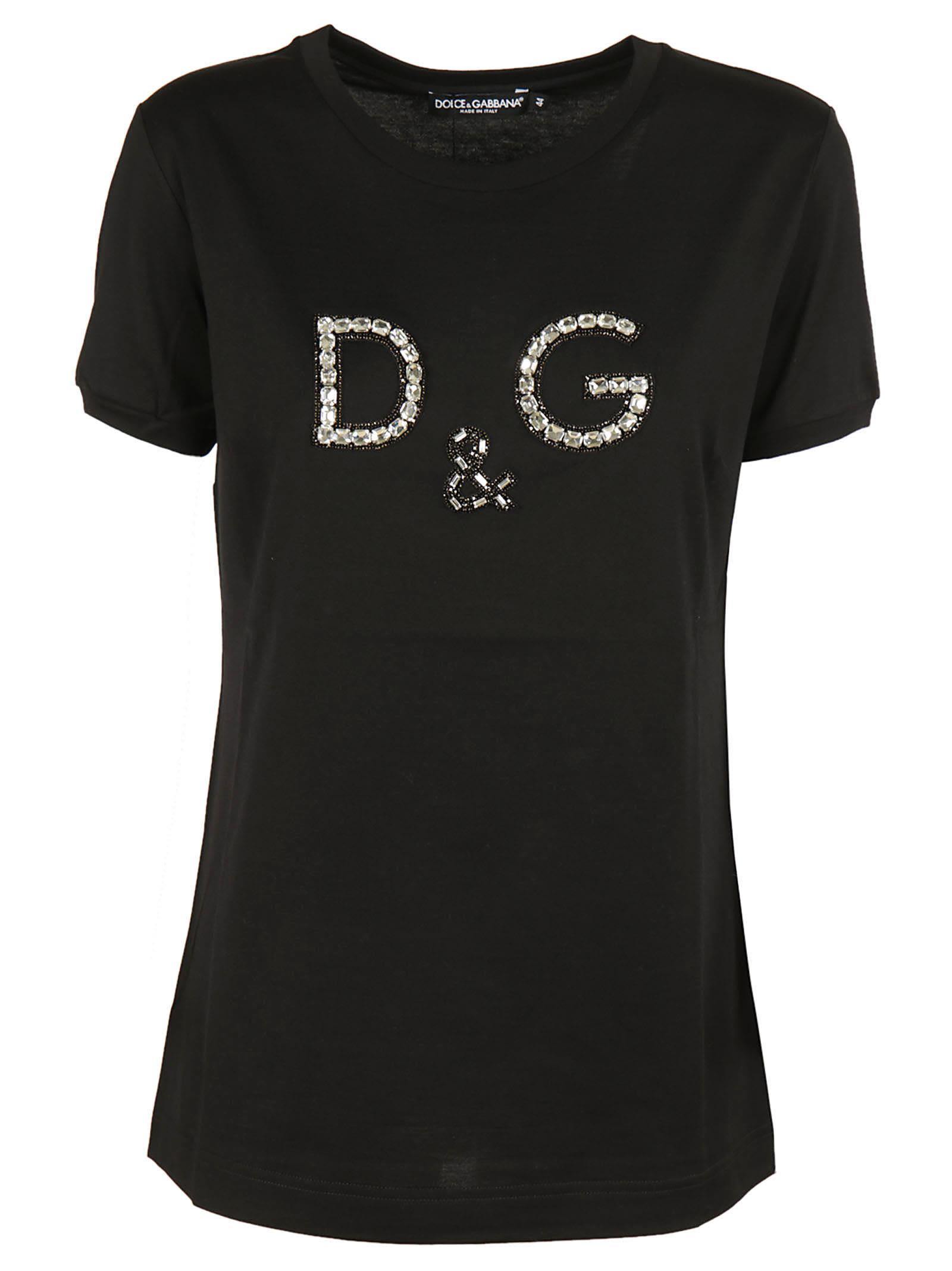 Dolce & Gabbana - Dolce & Gabbana Embellished Logo T-shirt - Nero ...