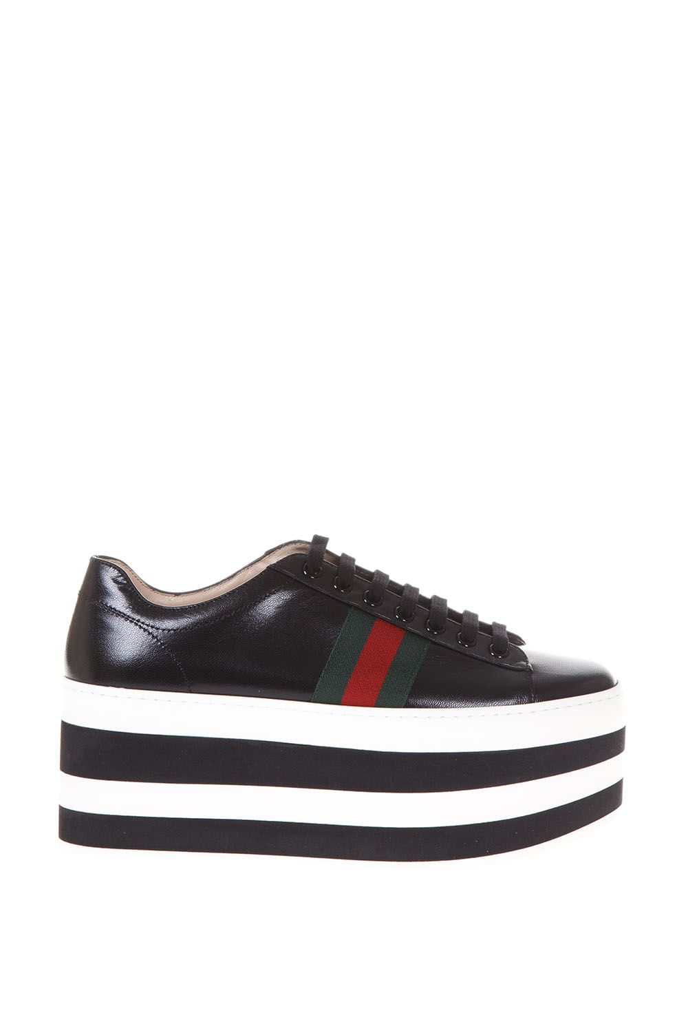 GUCCI Peggy Leather Platform Low-Top Sneaker in Black | ModeSens