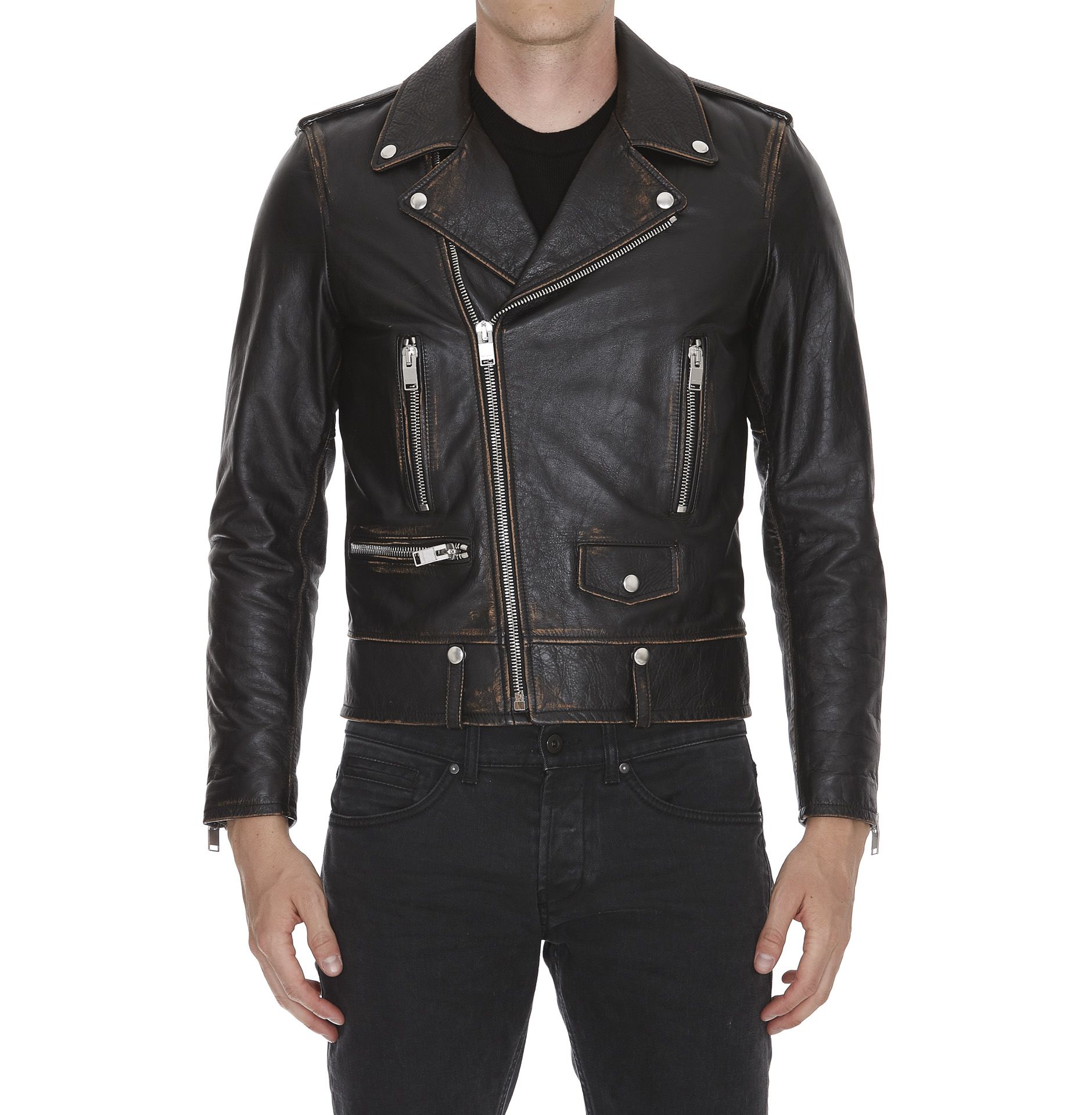 SAINT LAURENT L01 Classic Motorcycle Leather Jacket, Black | ModeSens