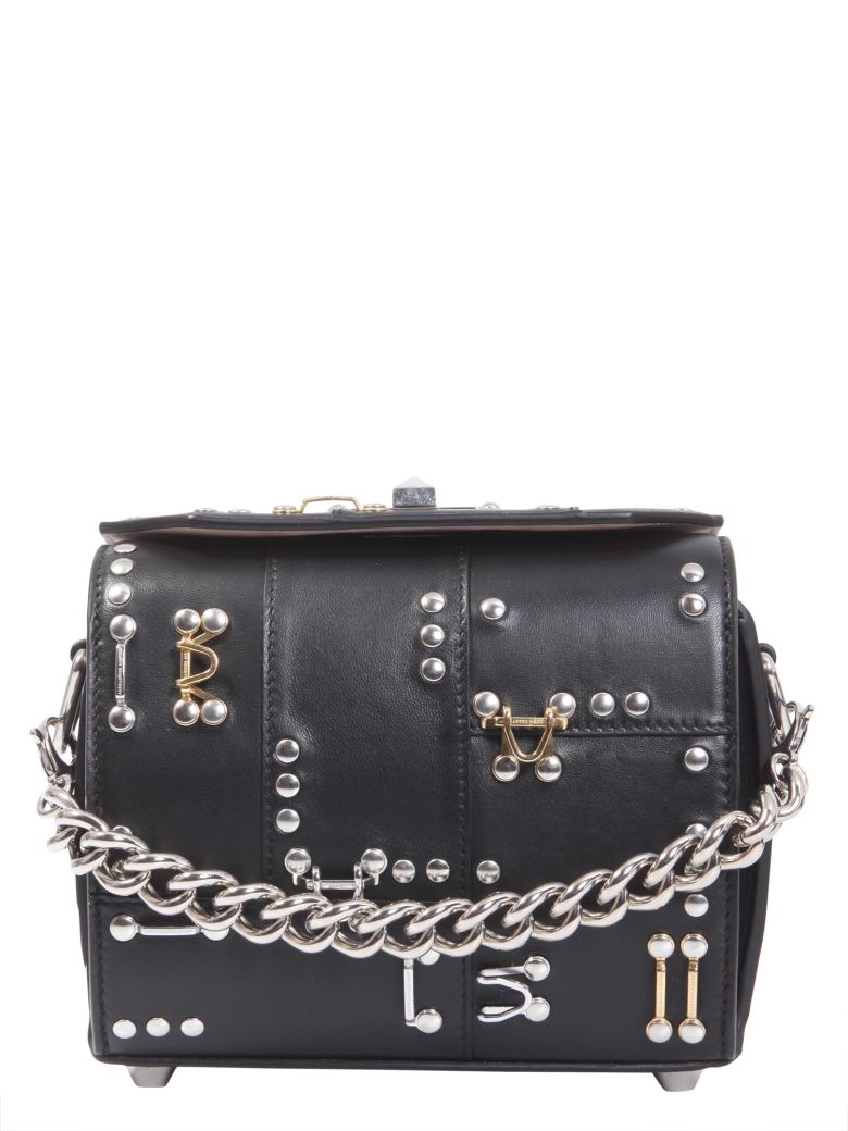 ALEXANDER MCQUEEN BOX BAG 19 ADORNED WITH HOOKS AND STUDS,10582818