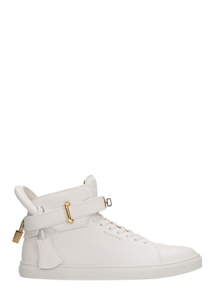 BUSCEMI Women'S 100Mm Belted Leather High-Top Sneaker, Black/White ...