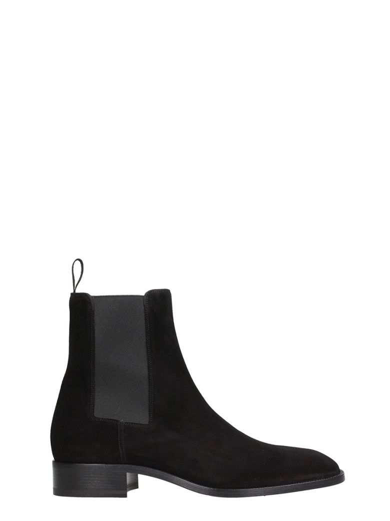 CHRISTIAN LOUBOUTIN BLACK SUEDE BOOTS,10631737