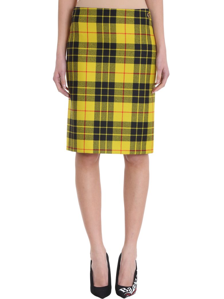 yellow tartan pencil skirt