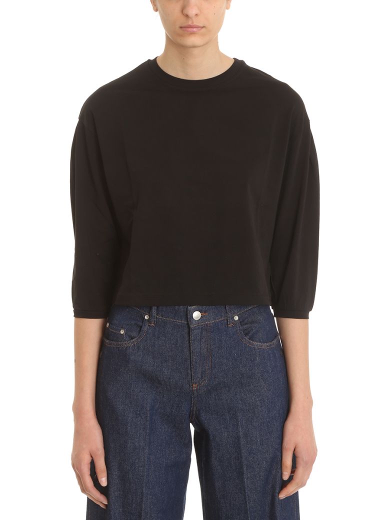 RED VALENTINO BLACK COTTON T-SHIRT,10601422