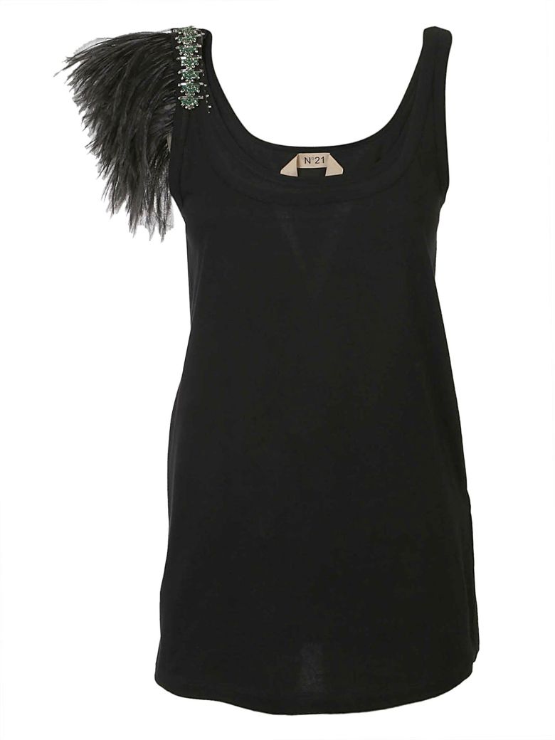 N°21 FEATHERS STUDDED TANK TOP,10594004