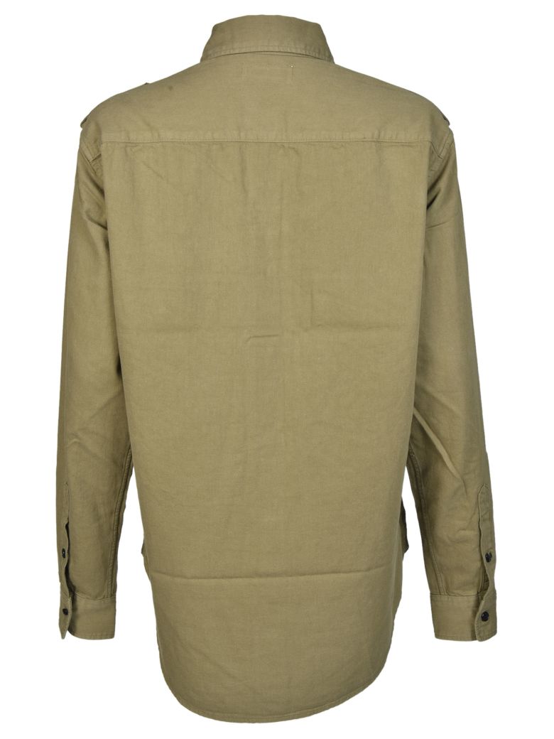 SAINT LAURENT Oversized Ysl Military Patch Shirt In Khaki Twill | ModeSens
