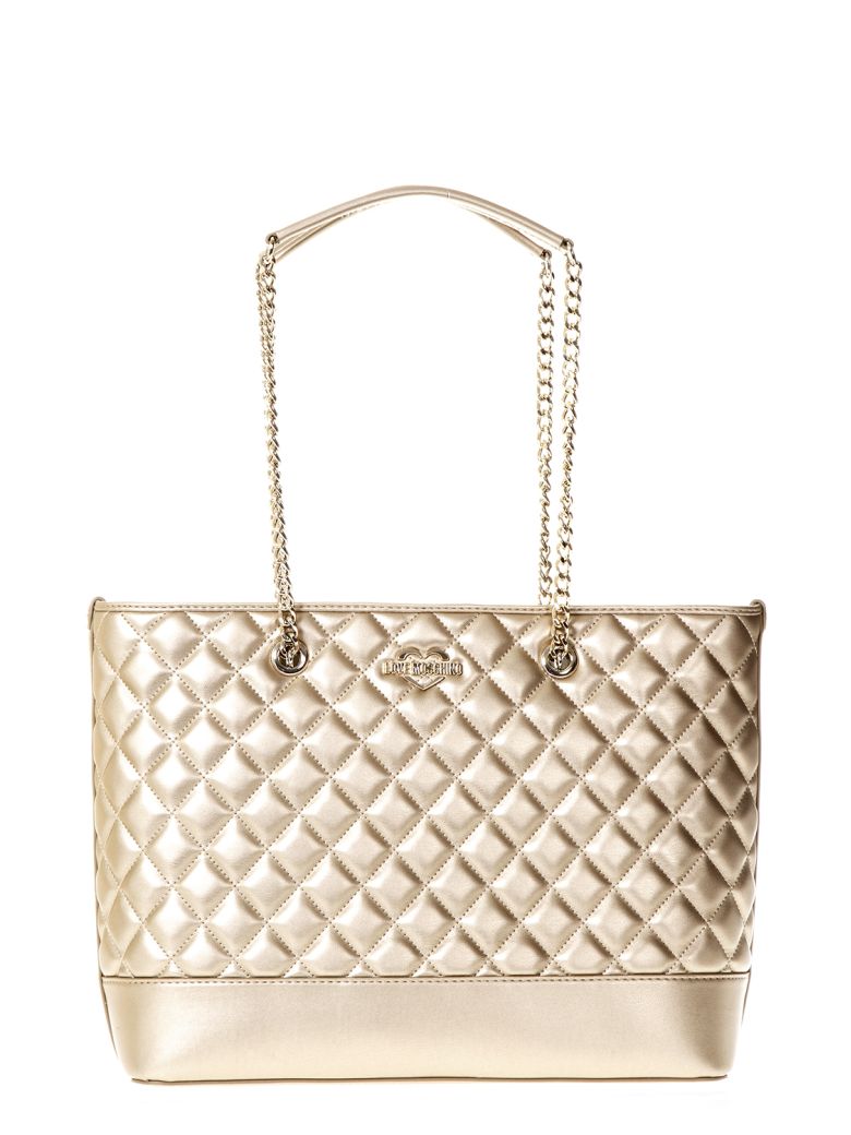 LOVE MOSCHINO QUILTED LEATHER SHOPPER,10606478