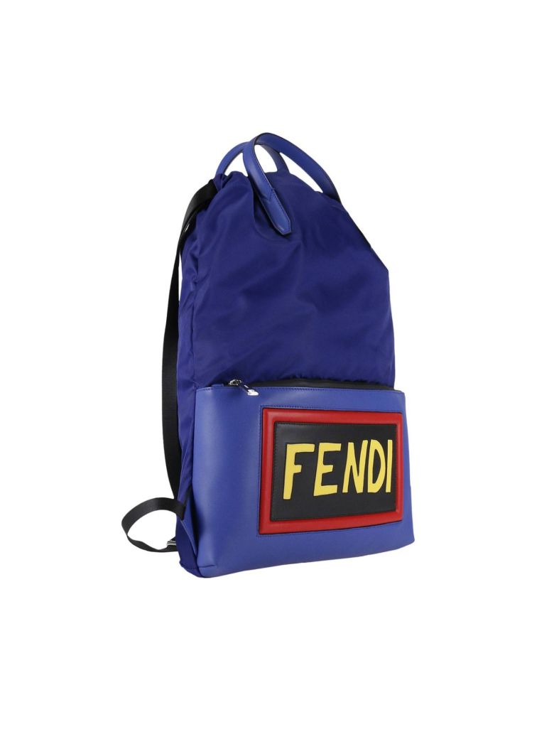 FENDI Vocabulary Nylon & Leather Tote Backpack in Blue | ModeSens