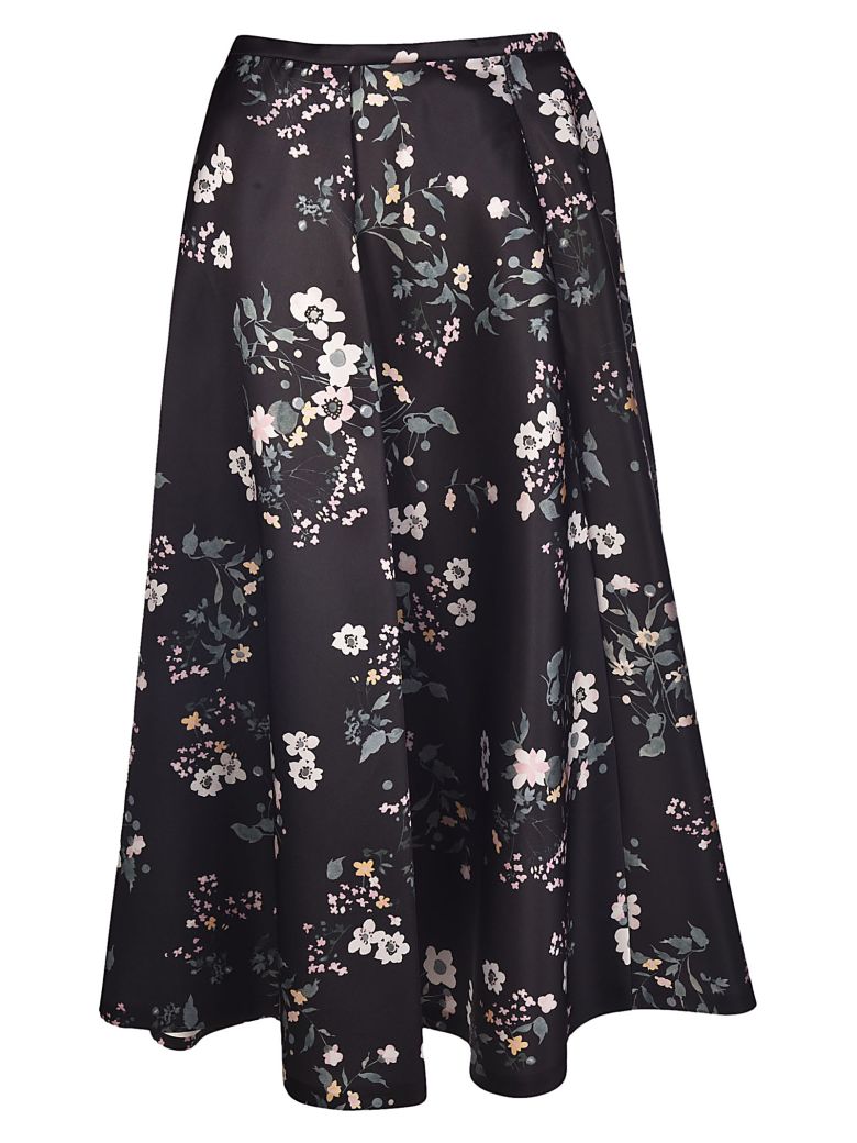 ROCHAS PLEATED TROPICAL FLORAL PRINT SKIRT,10565494