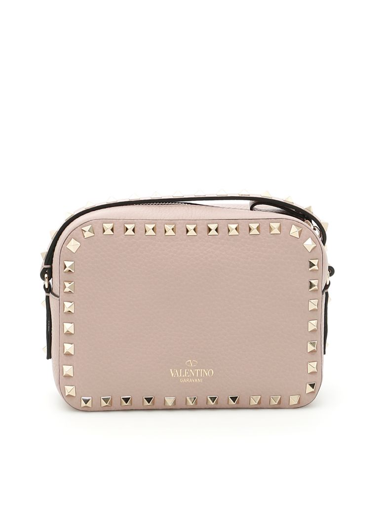 VALENTINO Rockstud Leather Camera CrossBody Bag in Water Rose ModeSens